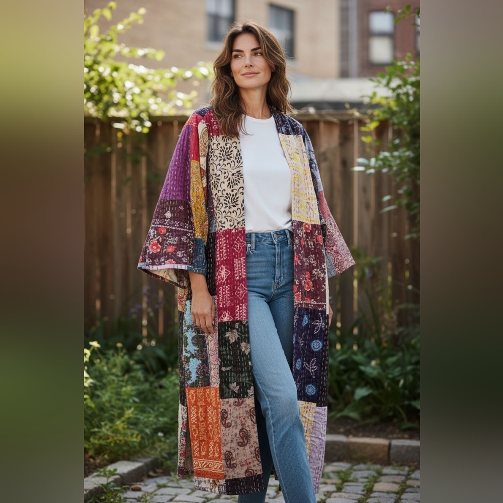 Raj Multicolor Patchwork Kimono Jacket